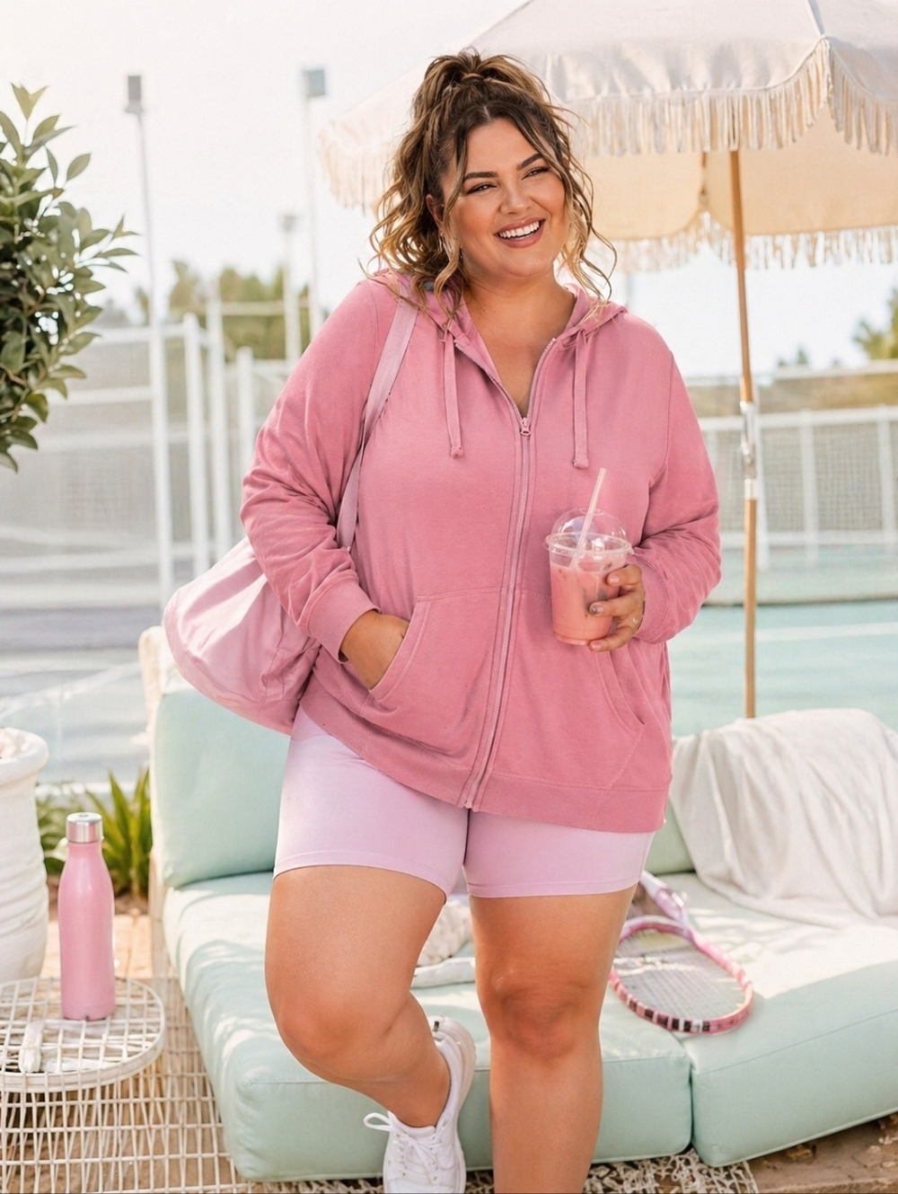 George Plus Size Pink Lightweight Hoodie – Size 1X